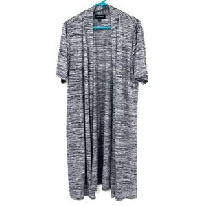 Lane‎ Bryant Size 14/16 Cardigan Gray Heathered Short Sleeved Duster Long Light